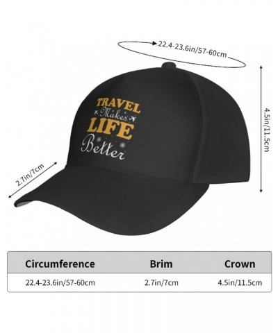 Travel Makes Life Better Baseball Cap Men's and Women's Baseball Hat Adjustable Casual Outdoor Breathable Caps Truck Driver H...