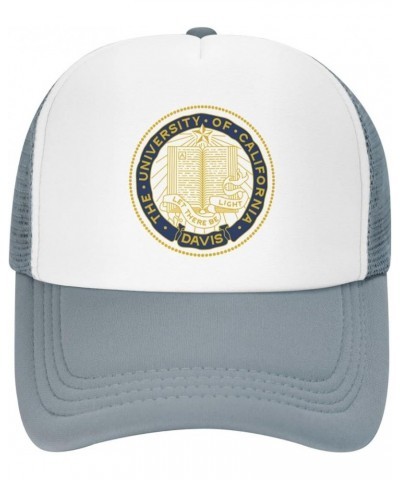 Uc Davis Aggies University Logo Trucker Hats for Both Men and Women - Mesh Baseball Snapback Hats Gray $23.02 Baseball Caps