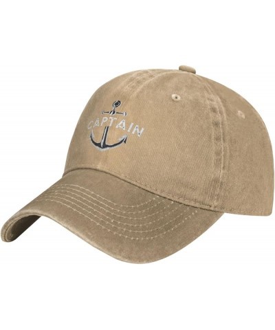 Captain with A Boat Anchor Cowboy Baseball Cap Adjustable Men's and Women's Cotton Dad Baseball Cap Natural $16.80 Baseball Caps