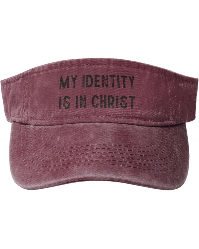 My Identity is in Christ Sports Sun Visor Hat for Men Women,Empty Top Sun Hats Topless Cap,Black Red $13.39 Visors