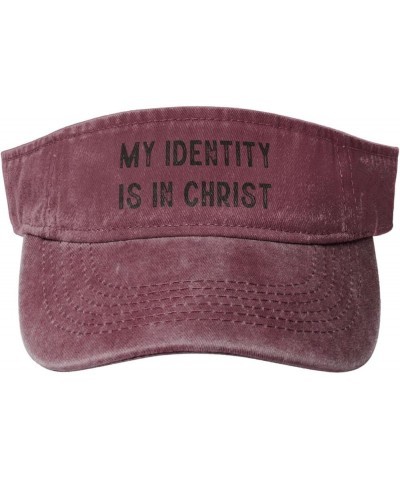 My Identity is in Christ Sports Sun Visor Hat for Men Women,Empty Top Sun Hats Topless Cap,Black Red $13.39 Visors