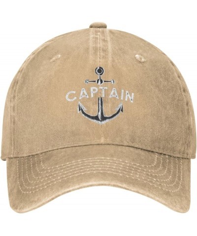 Captain with A Boat Anchor Cowboy Baseball Cap Adjustable Men's and Women's Cotton Dad Baseball Cap Natural $16.80 Baseball Caps