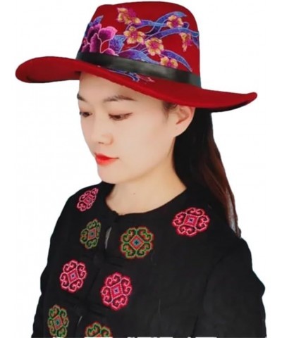 Fedora Hat EmbroideAutumn Wool Hat Embroidery Hat Ethnic Big Jazz Hat for Men and Women 14 $15.88 Fedoras