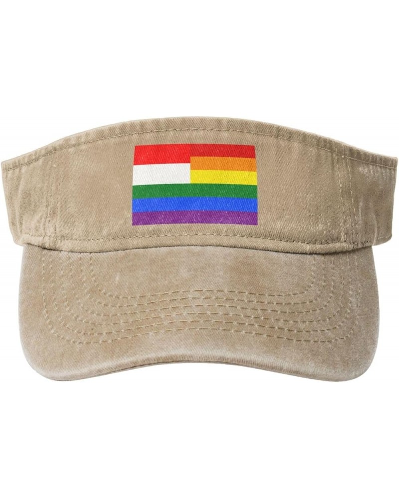 Indonesia Rainbow Flag Sun Visor Hats for Women Men Adjustable Sports Sun Hats Cotton Golf Cap Natural $12.63 Visors