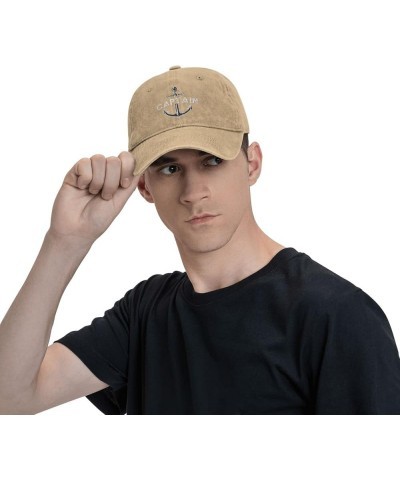 Captain with A Boat Anchor Cowboy Baseball Cap Adjustable Men's and Women's Cotton Dad Baseball Cap Natural $16.80 Baseball Caps