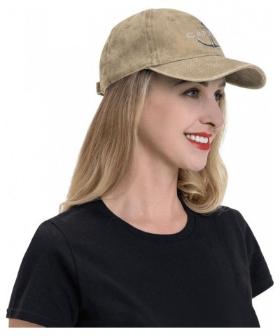 Captain with A Boat Anchor Cowboy Baseball Cap Adjustable Men's and Women's Cotton Dad Baseball Cap Natural $16.80 Baseball Caps