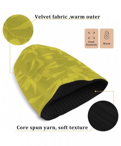 Soft Beanie Hat Black Thick Warm Hat Men Women Unisex Hat Olive Pattern Pattern $10.58 Skullies & Beanies