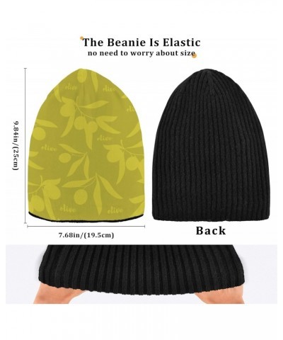 Soft Beanie Hat Black Thick Warm Hat Men Women Unisex Hat Olive Pattern Pattern $10.58 Skullies & Beanies