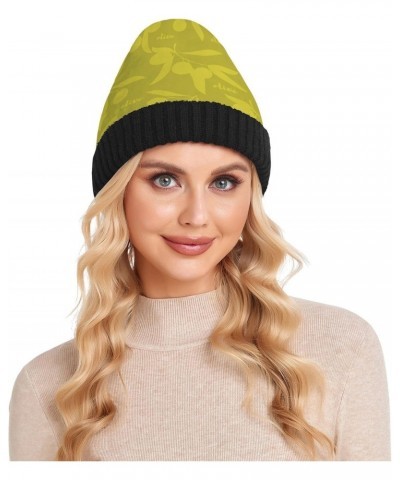 Soft Beanie Hat Black Thick Warm Hat Men Women Unisex Hat Olive Pattern Pattern $10.58 Skullies & Beanies