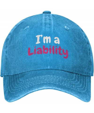 I'm A Liability Trucker Hat Funny Gag Gift Party Hat Fun Humor Baseball Cap for Women Men Black Blue $12.31 Baseball Caps