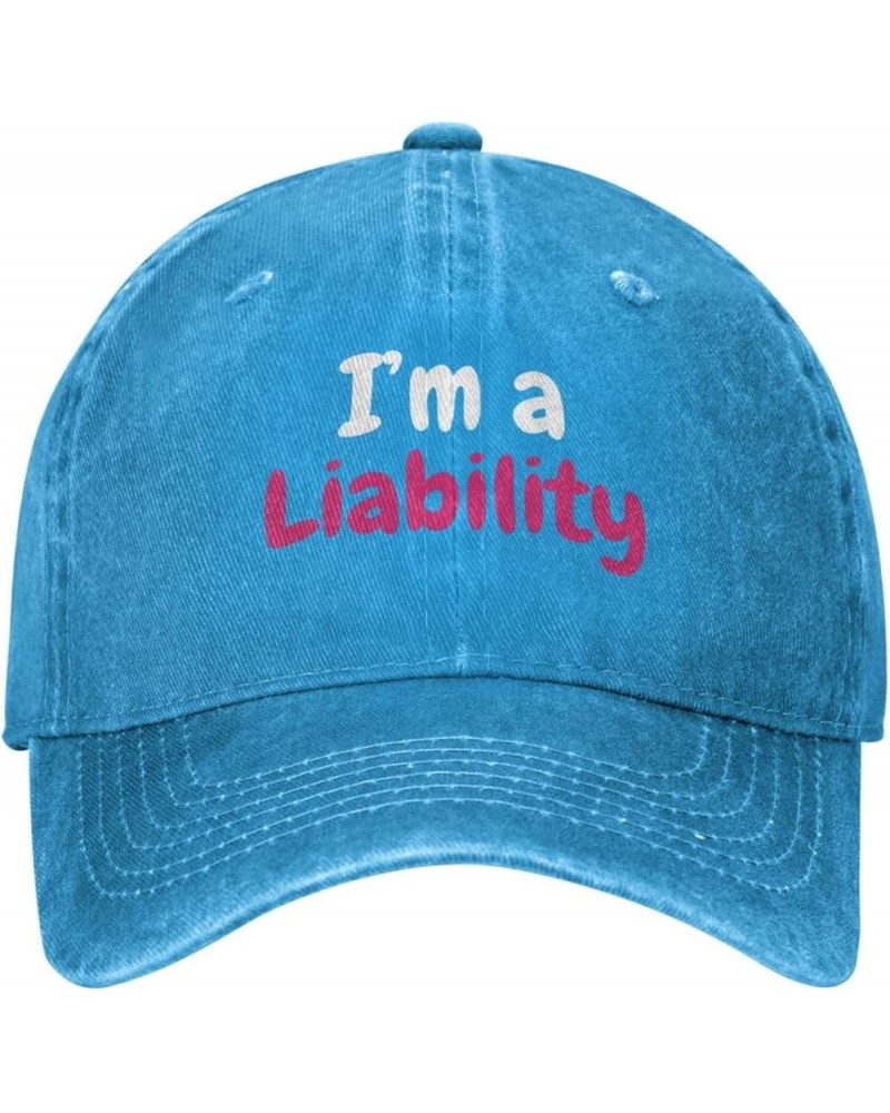 I'm A Liability Trucker Hat Funny Gag Gift Party Hat Fun Humor Baseball Cap for Women Men Black Blue $12.31 Baseball Caps