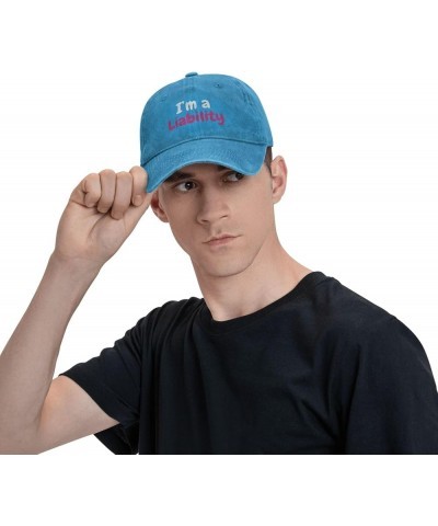 I'm A Liability Trucker Hat Funny Gag Gift Party Hat Fun Humor Baseball Cap for Women Men Black Blue $12.31 Baseball Caps