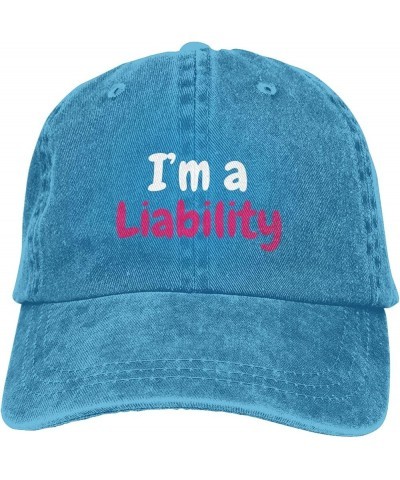 I'm A Liability Trucker Hat Funny Gag Gift Party Hat Fun Humor Baseball Cap for Women Men Black Blue $12.31 Baseball Caps