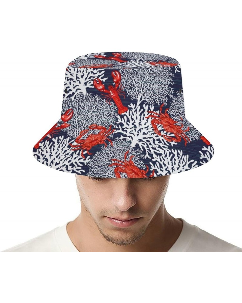 Crabs Lobsters Bucket Hat Beach Sun Hat Fishing Hat for Men Women Teens $11.39 Bucket Hats