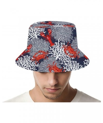 Crabs Lobsters Bucket Hat Beach Sun Hat Fishing Hat for Men Women Teens $11.39 Bucket Hats