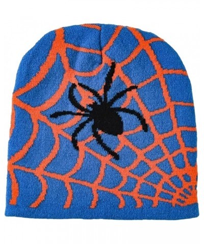 Y2K Hat Beanie Gothic Spider Graphic Knitted Spiderweb Women Beanie Winter Warm Beanies Beanies Hats Men Blue Orange $13.24 S...