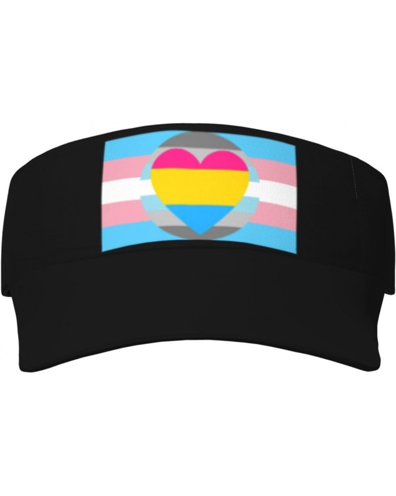 Trans Demiboy Pansexual Flag Unisex Sun Visor Cap - Ultimate UV Protection for Stylish Outdoor Fun! Black $11.07 Visors