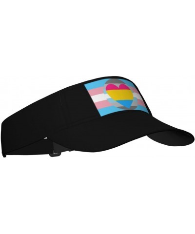 Trans Demiboy Pansexual Flag Unisex Sun Visor Cap - Ultimate UV Protection for Stylish Outdoor Fun! Black $11.07 Visors