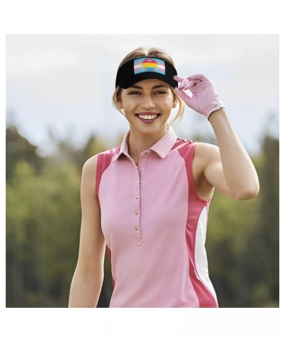 Trans Demiboy Pansexual Flag Unisex Sun Visor Cap - Ultimate UV Protection for Stylish Outdoor Fun! Black $11.07 Visors