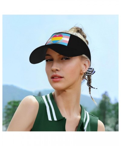 Trans Demiboy Pansexual Flag Unisex Sun Visor Cap - Ultimate UV Protection for Stylish Outdoor Fun! Black $11.07 Visors