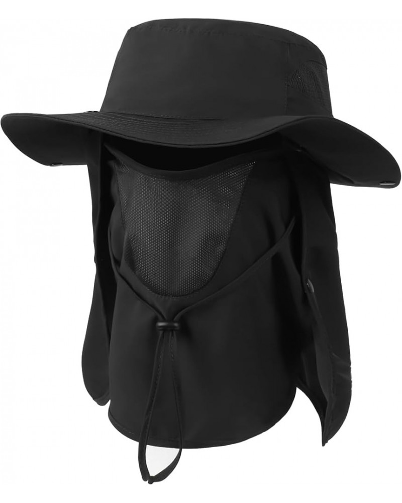 XXL Oversize UV Boonie Hats with Flap,Quick Dry Fishing Sun Hats,Adjustable Cooling Summer Hats with Strap Black-flap $10.00 ...