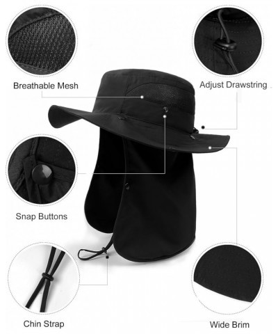 XXL Oversize UV Boonie Hats with Flap,Quick Dry Fishing Sun Hats,Adjustable Cooling Summer Hats with Strap Black-flap $10.00 ...