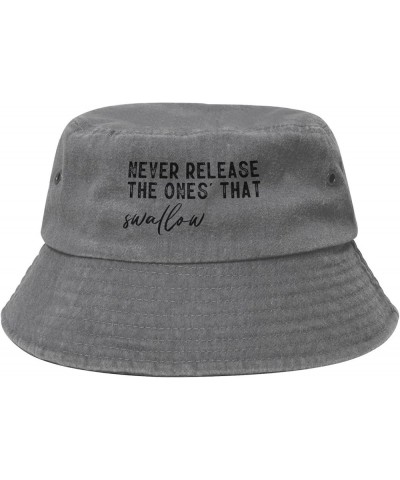 Never Release The Ones' That Swallow Denim Cowboy Hat Packable Bucket Sun Hat for Women Men Fisherman Cap Gray $10.34 Bucket ...