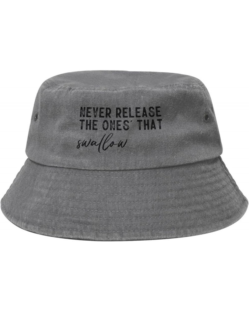 Never Release The Ones' That Swallow Denim Cowboy Hat Packable Bucket Sun Hat for Women Men Fisherman Cap Gray $10.34 Bucket ...