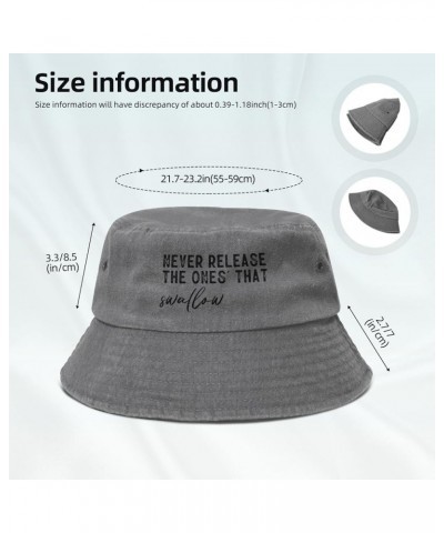 Never Release The Ones' That Swallow Denim Cowboy Hat Packable Bucket Sun Hat for Women Men Fisherman Cap Gray $10.34 Bucket ...