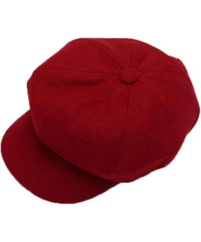 Woman Plain Colours Cabbie Hat Cute 8 Panels Visor Reversible Cotton Newsboy Caps Elastic Warm Painter Hat Wine Red $10.78 Ne...