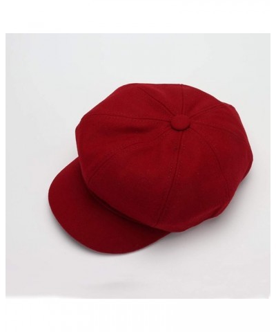 Woman Plain Colours Cabbie Hat Cute 8 Panels Visor Reversible Cotton Newsboy Caps Elastic Warm Painter Hat Wine Red $10.78 Ne...