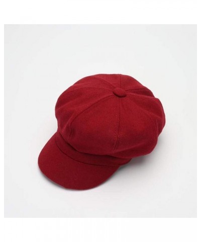 Woman Plain Colours Cabbie Hat Cute 8 Panels Visor Reversible Cotton Newsboy Caps Elastic Warm Painter Hat Wine Red $10.78 Ne...