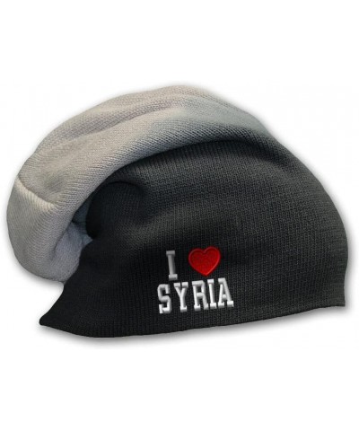 New Slouchy Beanie for Men I Love Syria I Love Winter Hats Cotton Women Skull Cap Black $10.37 Baseball Caps