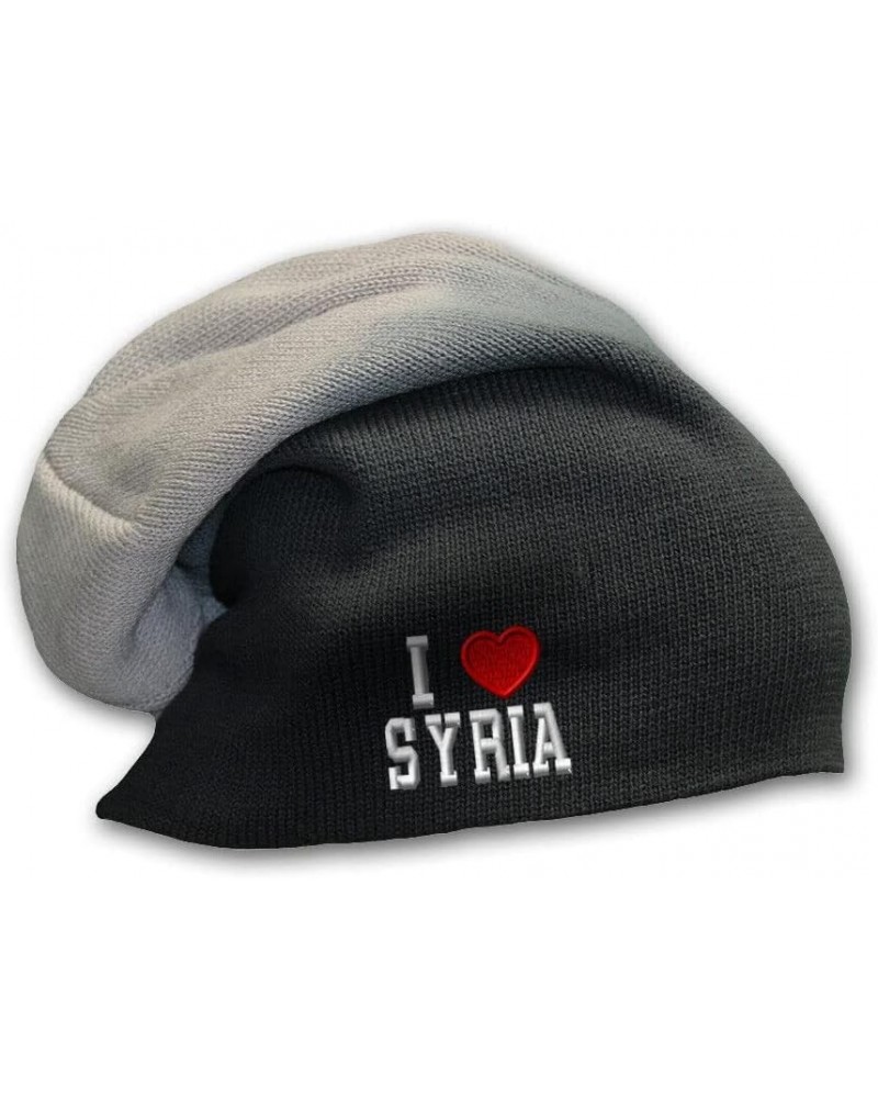 New Slouchy Beanie for Men I Love Syria I Love Winter Hats Cotton Women Skull Cap Black $10.37 Baseball Caps