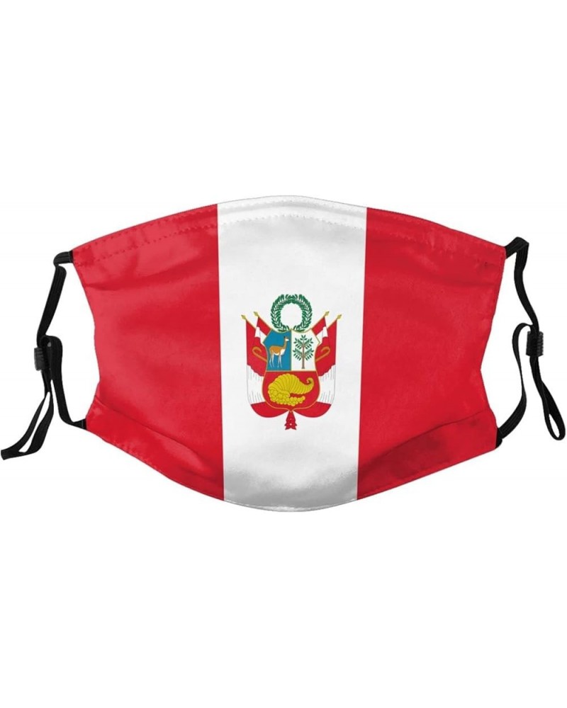 Peru Flag Face Mask Washable Reusable Adults Breathable with 2 Filters Black $12.58 Balaclavas