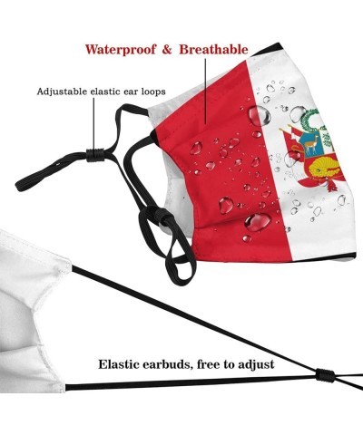 Peru Flag Face Mask Washable Reusable Adults Breathable with 2 Filters Black $12.58 Balaclavas