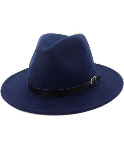 Autumn Winter Cotton Belt Buckle Decorated Fedora Hat Men''s Jazz Hat Panama Carnival Hat (Color : Dark Blue, Size : 59-60cm)...