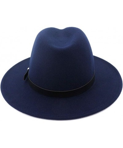 Autumn Winter Cotton Belt Buckle Decorated Fedora Hat Men''s Jazz Hat Panama Carnival Hat (Color : Dark Blue, Size : 59-60cm)...