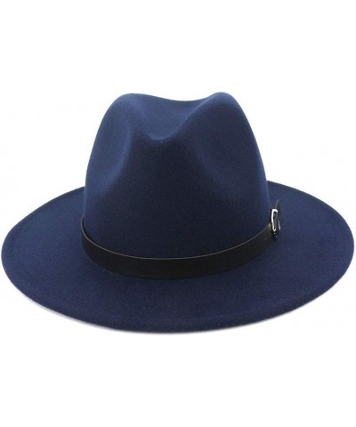 Autumn Winter Cotton Belt Buckle Decorated Fedora Hat Men''s Jazz Hat Panama Carnival Hat (Color : Dark Blue, Size : 59-60cm)...