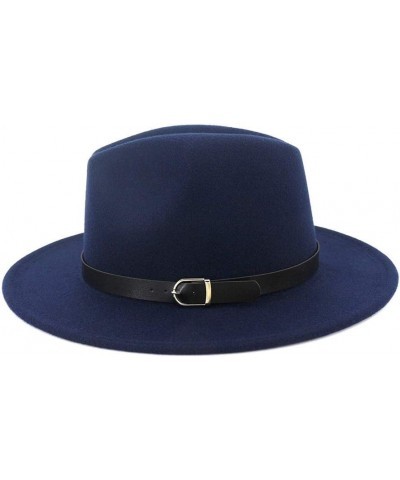 Autumn Winter Cotton Belt Buckle Decorated Fedora Hat Men''s Jazz Hat Panama Carnival Hat (Color : Dark Blue, Size : 59-60cm)...