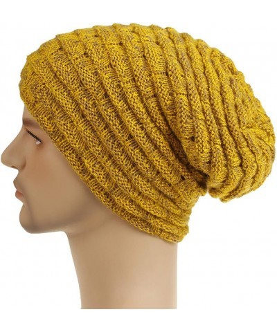 Womens Mens Winter Warm Hat Crochet Slouchy Beanie Oversized Winter Hats 2022 Printed Faux Fur Pom Knitted Caps Yellow $9.09 ...