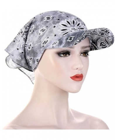 Women Turban Hat with Flower Chemo Headwear Elastic Head Wrap Cap Gifts Christmas Thanksgiving Grey $7.13 Skullies & Beanies