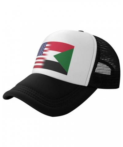 Us Sudan America Flag Breathable Mesh Baseball Cap Adjustable Lightweight Trucker Hat Black $14.05 Baseball Caps