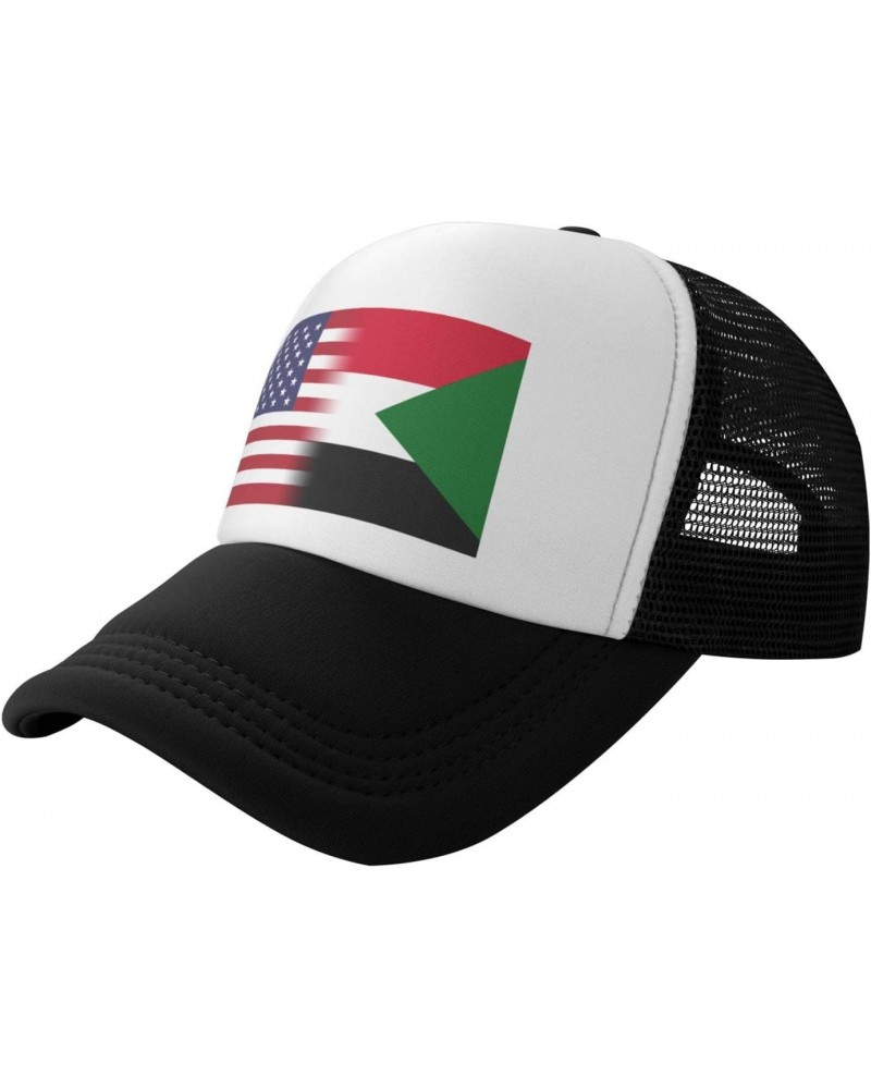 Us Sudan America Flag Breathable Mesh Baseball Cap Adjustable Lightweight Trucker Hat Black $14.05 Baseball Caps