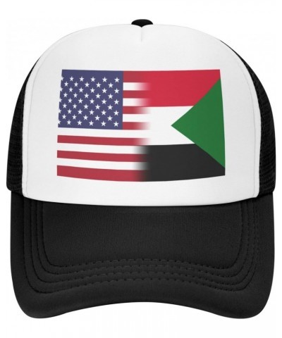 Us Sudan America Flag Breathable Mesh Baseball Cap Adjustable Lightweight Trucker Hat Black $14.05 Baseball Caps