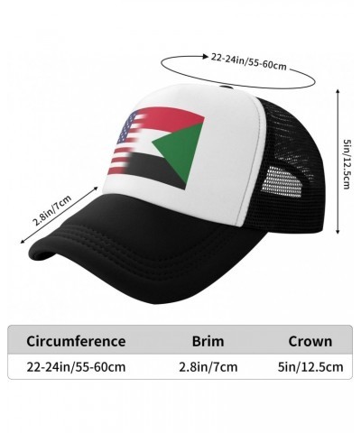 Us Sudan America Flag Breathable Mesh Baseball Cap Adjustable Lightweight Trucker Hat Black $14.05 Baseball Caps