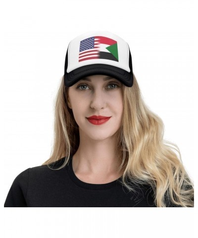 Us Sudan America Flag Breathable Mesh Baseball Cap Adjustable Lightweight Trucker Hat Black $14.05 Baseball Caps