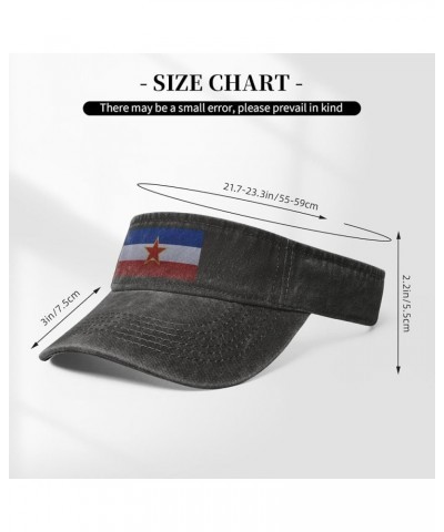 Flag of Yugoslavia Knitting Effect Sun Visor Hats for Women Men Adjustable Sports Sun Hats Golf Cap Black $11.83 Visors