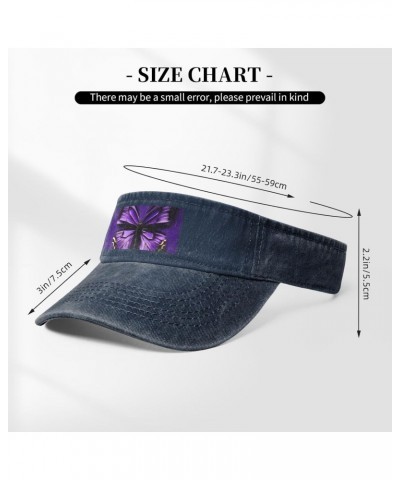 Cute Purple Butterfly Print Denim Sun Visor Cap Versatile Unisex Design,for Outdoor Activities and Daily Wear $14.01 Visors