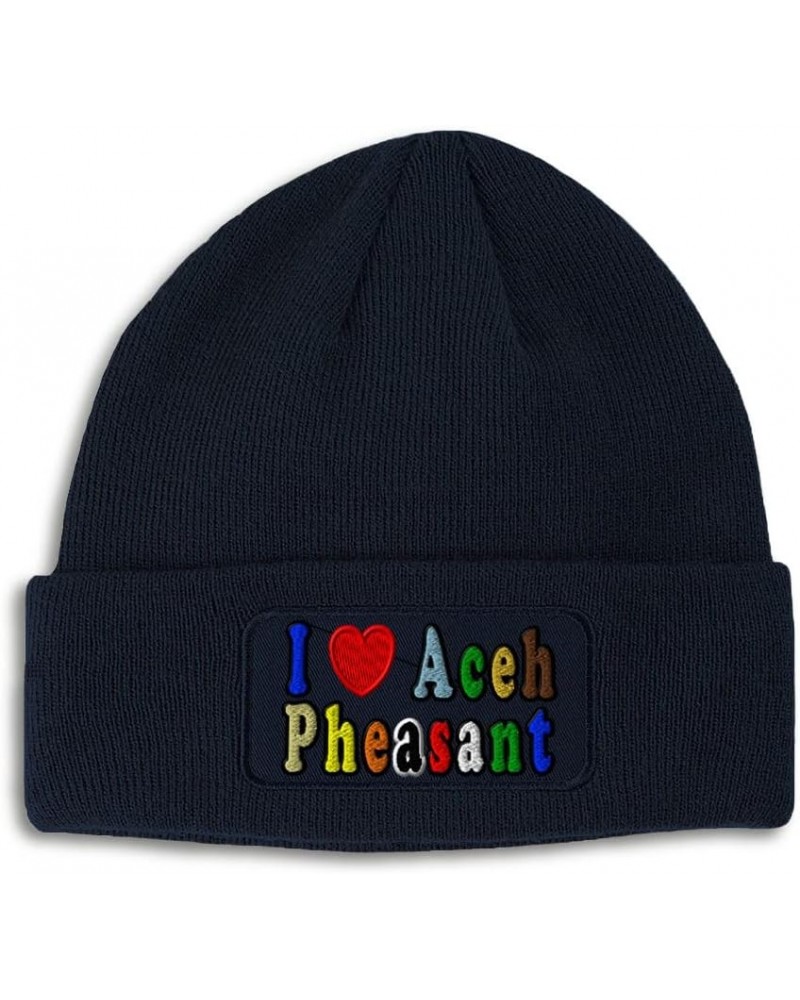 Custom Patch Beanie I Love Aceh Pheasant Winter Hats Acrylic Skull Cap Hats for Men & Women 1 Size Navy Design Only $13.05 Sk...